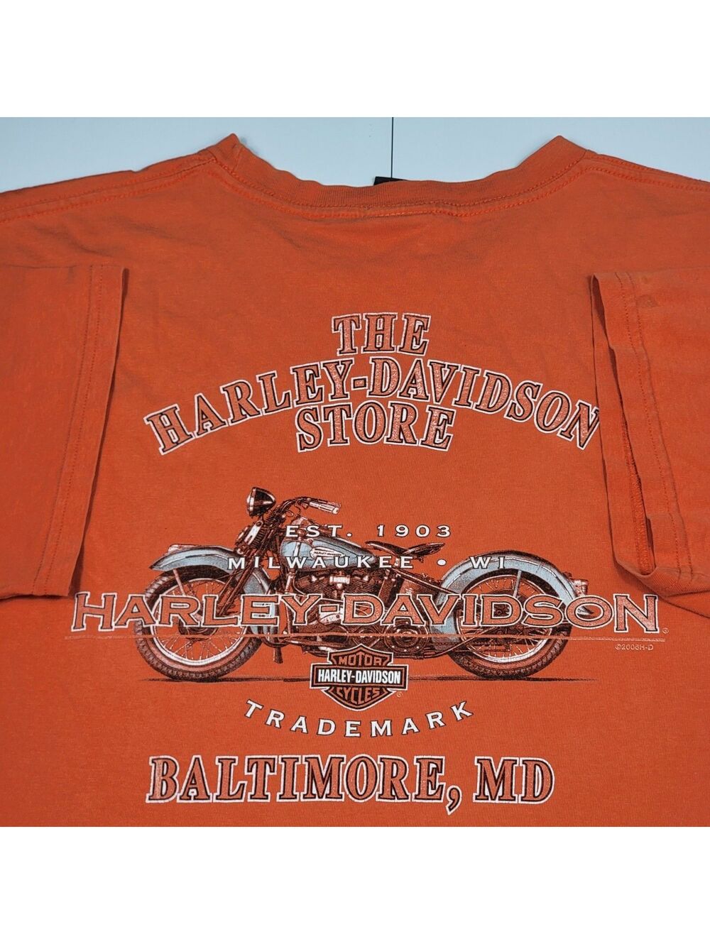 Y2K Harley-Davidson Orange Graphic T-Shirt 2XL '06 Biker Tee